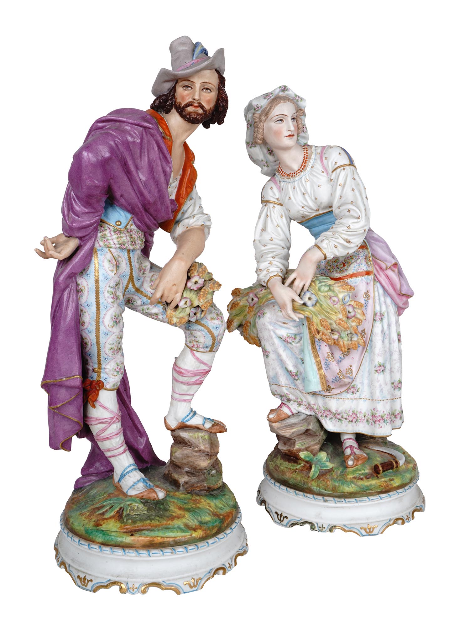 PAIR OF FRENCH CHANTILLY BISQUE PORCELAIN FIGURES PIC-0